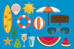summer holiday set icons vector