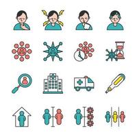 bundle of covid19 set icons vector