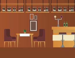 elegante mesa y sillas con muebles de bar restaurante escena vector