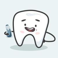 Little tooth with a bottle of water vector