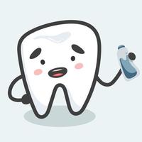 Little tooth with a bottle of water vector