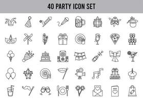 paquete de cuarenta iconos de conjunto de fiesta vector