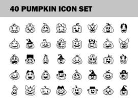 paquete de cuarenta iconos de estilo de línea de calabazas de halloween vector