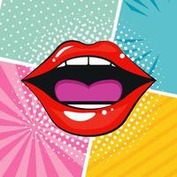 sexy female mouth pop art style vector