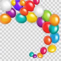 Color Glossy Happy Birthday Balloons Banner Background Vector Illustration