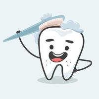 Tooth character cleaning itself vector