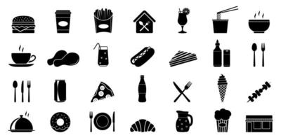 Food courts icons set vector