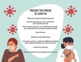 prevent the spread of covid19 campaign with female doctor and girl vector