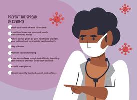 prevent the spread of covid19 campaign with female doctor vector