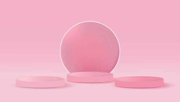 Abstract minimal scene with geometric forms and cylinder podium display vector