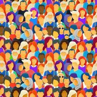 Big crowd of different race people seamless pattern vector