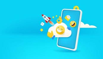 Social media concept with modern smartphone vector