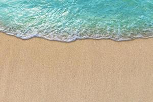 Summer with turquoise wave in tropical beach Soft waves with foam of blue ocean on the sandy beach photo