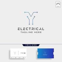 Conectar o elemento de icono de vector de diseño de logotipo eléctrico y aislado con tarjeta de visita incluye