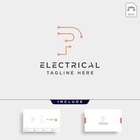 Conectar o elemento de icono de vector de diseño de logotipo eléctrico p aislado con tarjeta de visita incluye