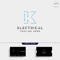 Conectar o elemento de icono de vector de diseño de logotipo eléctrico k aislado con tarjeta de visita incluye