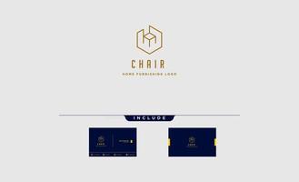 furniture logo design with gold color vector icon illustration icon element isolated with business card include