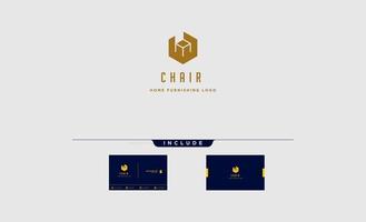 furniture logo design with gold color vector icon illustration icon element isolated with business card include