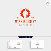 diseño de logotipo de engranaje de vino icono de vector de fábrica de alcohol