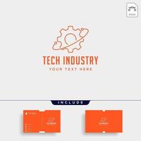 Conexión de engranajes logo línea arte diseño tecnología industria vector icono aislado