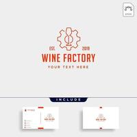 icono de vector de fábrica de diseño de logotipo de engranaje de vino