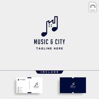 música ciudad urbana logo diseño vector línea simple icono