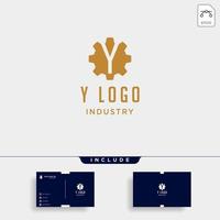 Logotipo de la máquina de engranajes y diseño de icono de vector de industria inicial