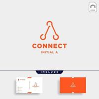 initial a connection logo design technology symbol icon vector