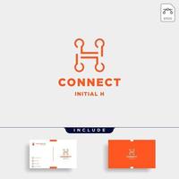 initial h connection logo design technology symbol icon vector