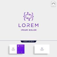 coding digital logo design template vector lineart