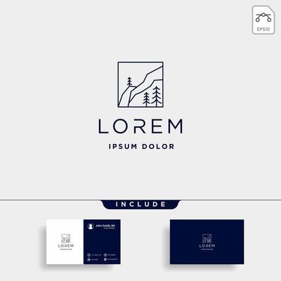 Forest Logo Vector line design landscape symbol