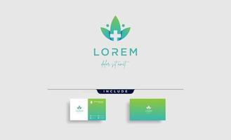 leaf cross logo design vector nature medicine