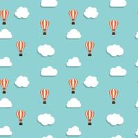 Abstract Background with Air Balloon and Clouds Seamless Pattern vector