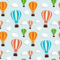 Abstract Background with Air Balloon and Clouds Seamless Pattern vector