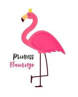 Cute Little Princess Abstract  Background with Pink Flamingo Vector Illustration