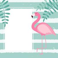 Fondo de marco abstracto de verano lindo con ilustración de vector de flamenco rosa