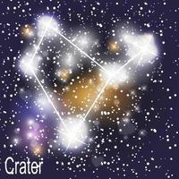 Crater Constellation with Beautiful Bright Stars on the Background of Cosmic Sky vector