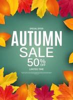 Shiny Autumn Leaves Sale Banner Business Discount Card vector