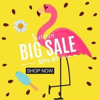 Abstract Summer Sale Background with Flamingo vector