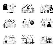 Pack of Ramadan Kareem vector