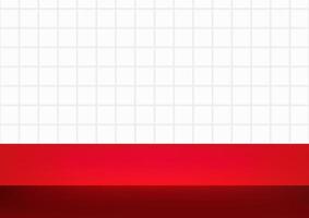 Empty studio white tiles background and red floor for product display vector