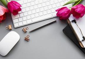 Top view office table photo