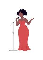 African woman singer flat color vector faceless character