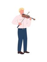 Violinist flat color vector faceless character