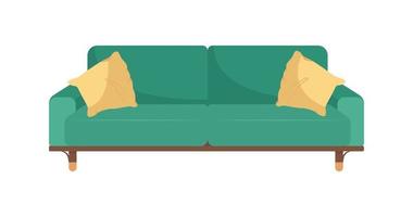 Green couch flat color vector object