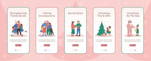 Holiday season onboarding mobile app screen flat vector template