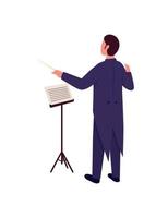 Orchestra conductor flat color vector faceless character