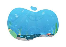 Ocean pollution 2D vector web banner