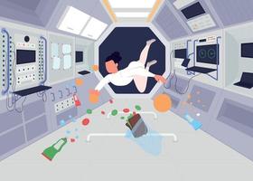 astronautas dentro de la estación espacial de color plano ilustración vectorial vector