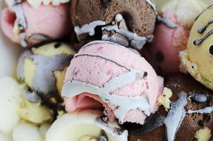 icecream strawberry with macro close up backgrounds photo
